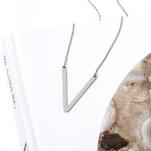 Letter V Pendant necklace in Stainless Steel